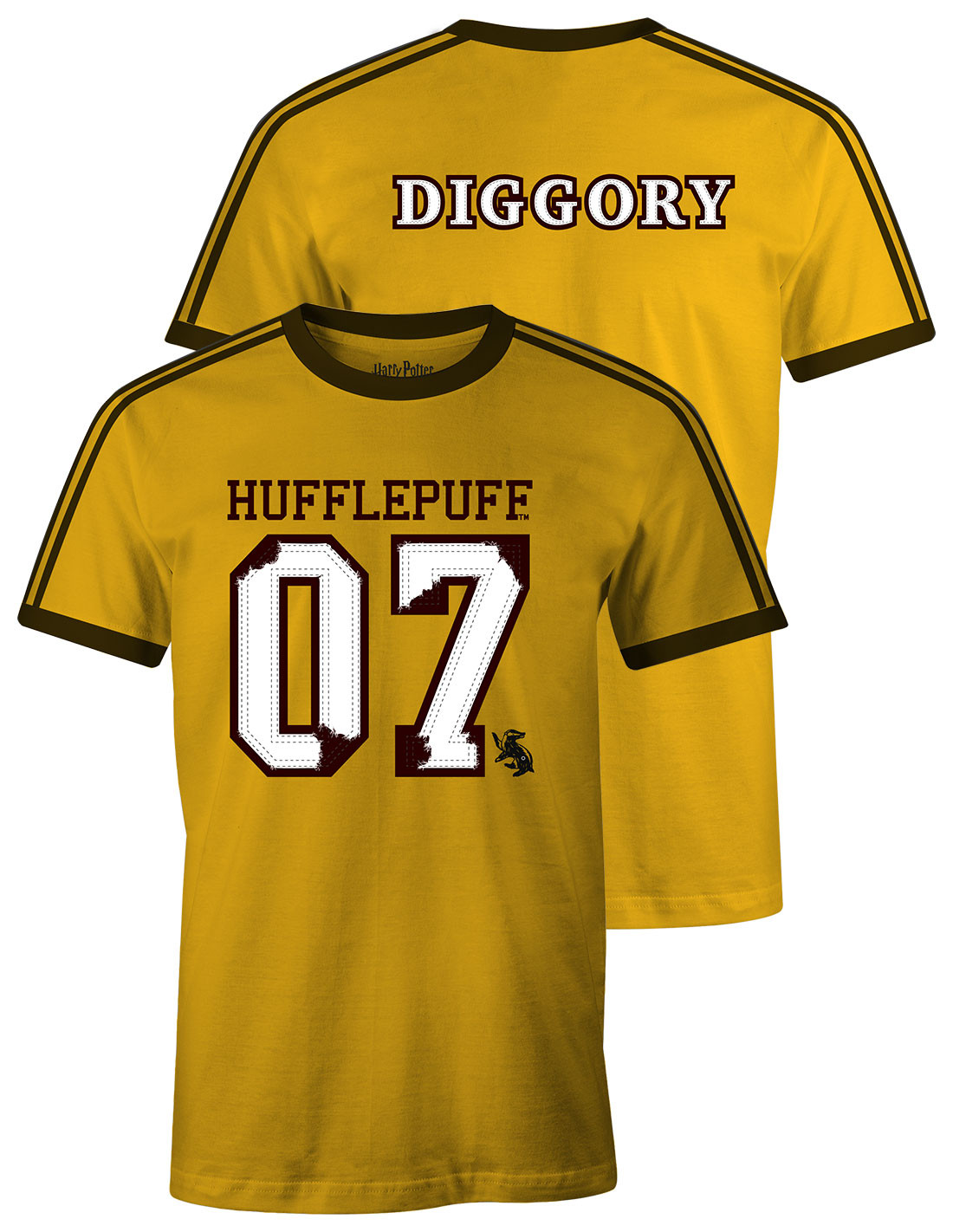 Maglietta Donna Harry Potter Tassorosso, Colore Grigio E Giallo, Morbida Ed Elasticizzata, Vestibilità Comoda