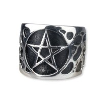 Gioielli -  Anello Con Pentagramma - Acciaio Inossidabile