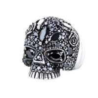 Gioielli - Anello Con Teschio - Argento 925 - Zirconi