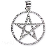 Gioielli - Pendente Pentacolo con Zirconi - Pentagramma - Argento 925