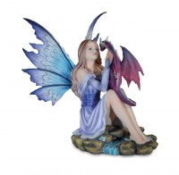 Les Alpes - Fata Dea con Drago - Resina - Dipinto a mano - 042 474 Prodotto Ufficiale