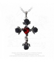 Gioielli - Gotico - Collana Croce di Rose - Peltro - Swarovski