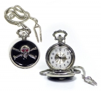 Orologio Da Taschino Con Teschio Pirata - Argentato E Nero