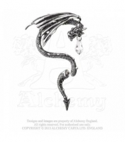 Gioielli - Orecchino con Drago - Crystal Dragon Ear Wrap - Swarovski - Peltro