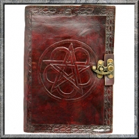 Libro con pagine bianche e copertina in pelle raffigurante un pentacolo, Diario, Quaderno, Magia