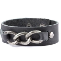 Gioielli - Bracciale Metal Chain - Cuoio Nero e Metallo