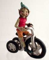 Folletti - Pixie su Triciclo - Resina - Dipinto a mano