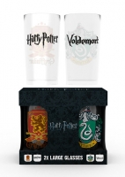 Harry Potter - Set Bicchieri Grandi - Stemmi Hogwarts - Grifondoro - Serpeverde - Voldemort - Ufficiale