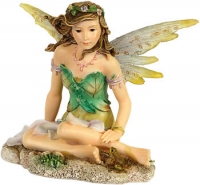 Fate della Piccola Valle - Fata seduta - Resina - Dipinto a mano