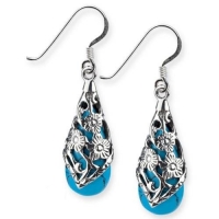 Gioielli - Orecchini Gotici Black Ornament - Argento 925 e Pietra Turchese