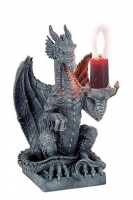 Gotico - Porta Candela Con Drago - Resina - Dipinto a mano
